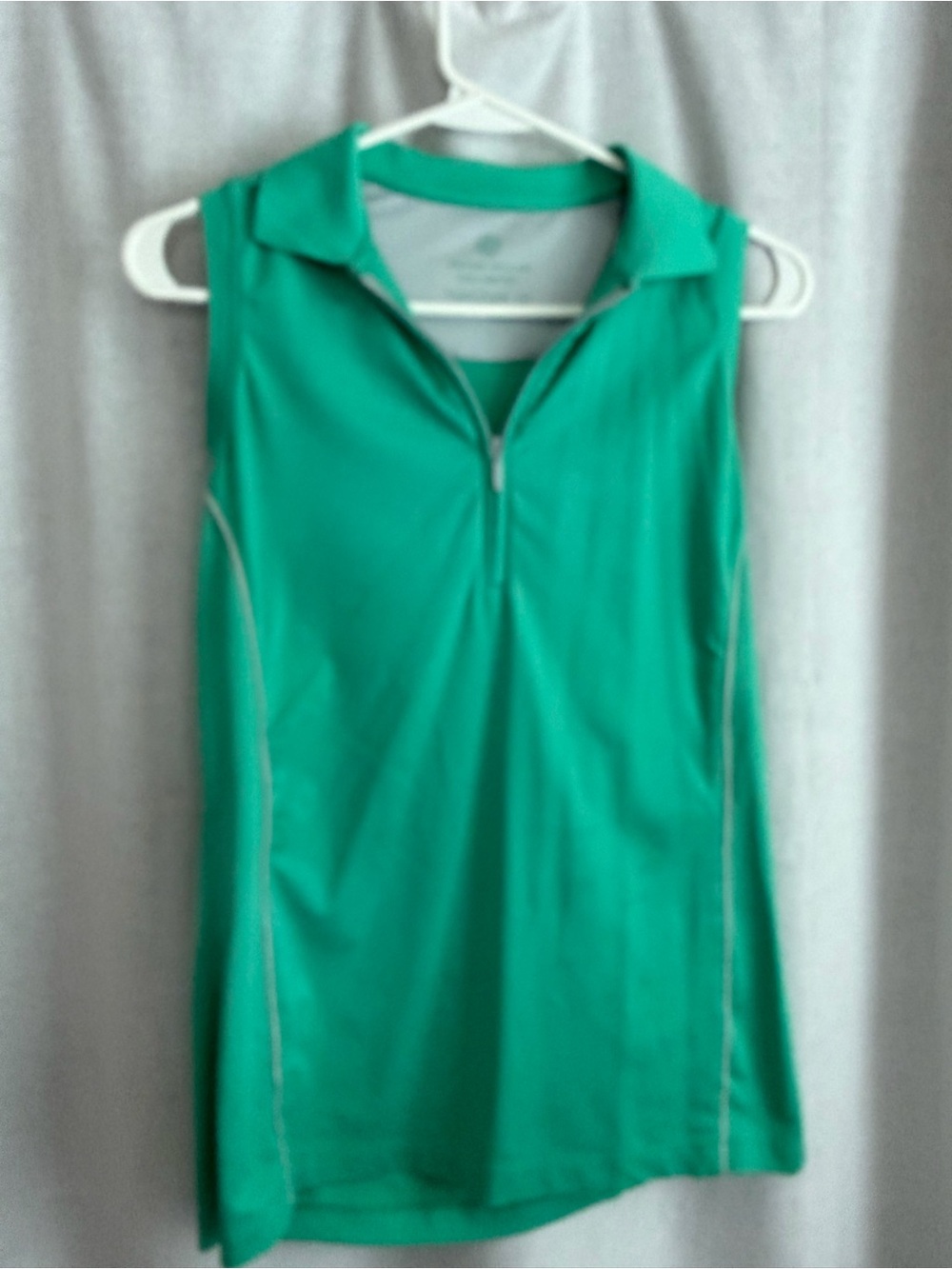 Peter Millar Teal Green Sleeveless Zip Polo